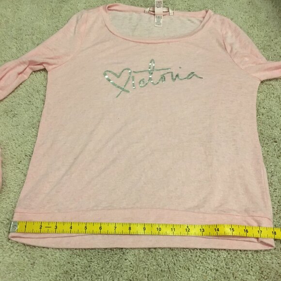 Victoria's Secret Baby Pink Word Art Long Sleeve Knit Tee - Picture 14 of 16